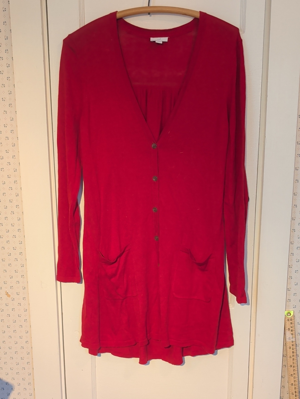 J.Jill Sweater Re Cardigan Tunic Cotton button up Oversized Lagenlook Pocket